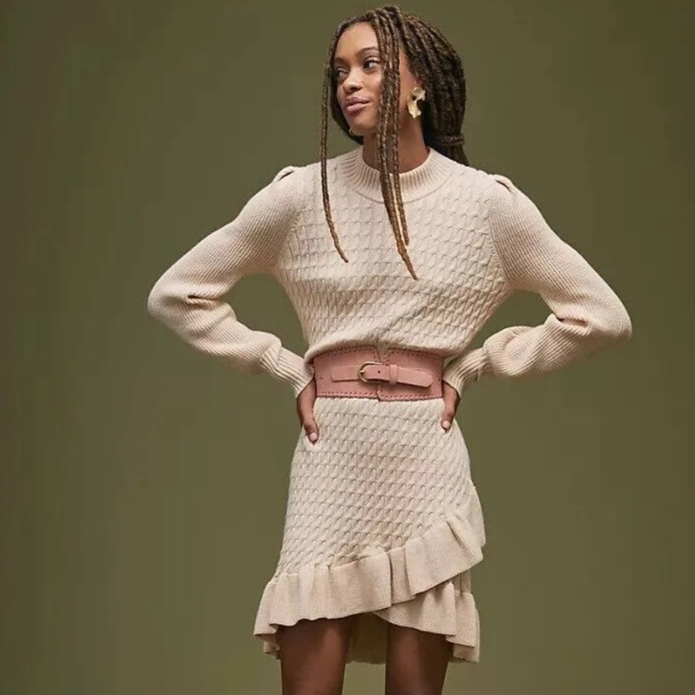 Anthropologie Cream Sweater Dress